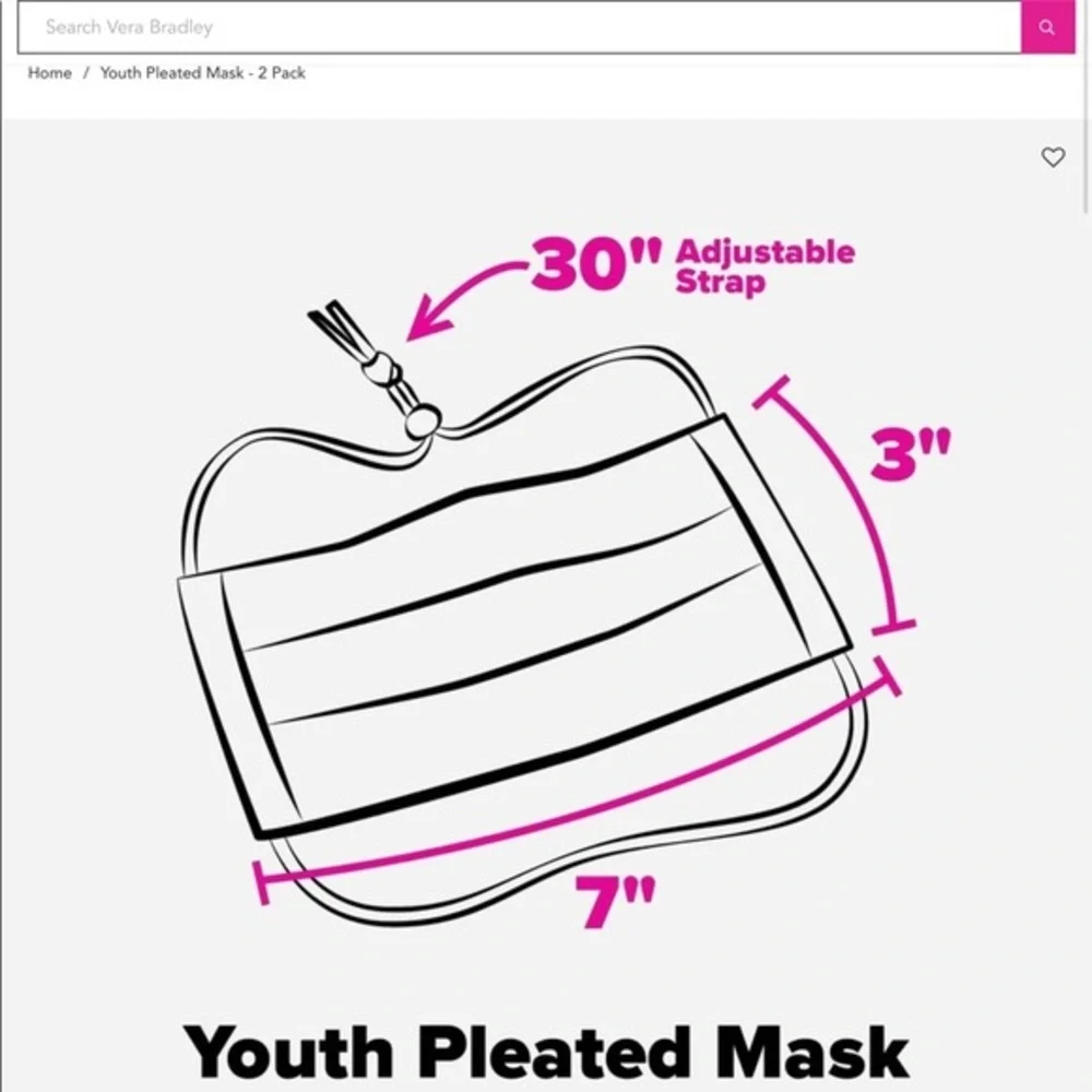 VERA BRADLEY YOUTH MASK 2 pack